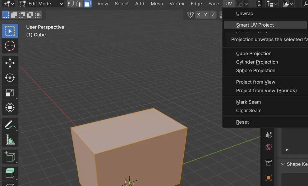 Blender Smart UV Unwrap Option